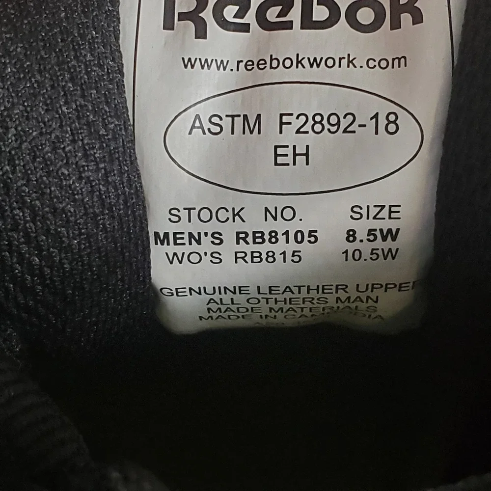Reebok Sublite Cushion Tactical‎ Mens Shoes Sz 8.5 Black Lightweight Alloy Toe